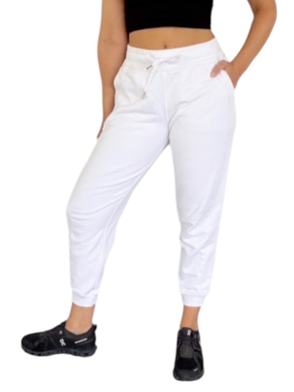 Lululemon white drawstring waist cropped tapered ankle jogger sweatpants size 6